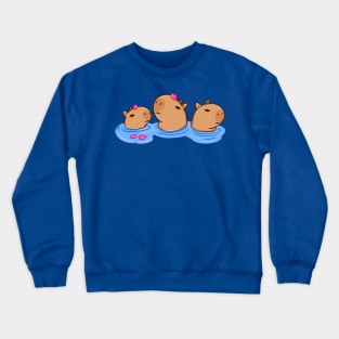 Capybaras in hot bath Crewneck Sweatshirt